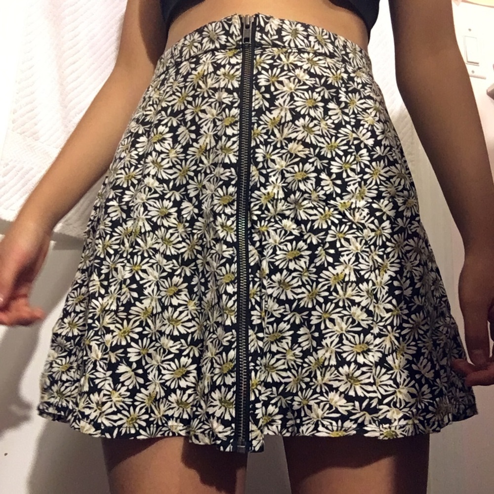 Cute Sunflower Zipper Flare Skirt